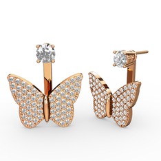 Pırlanta ve beyaz zirkon 8 ayar rose altın küpe (0.48 karat)