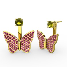 Peridot ve rodolit garnet 8 ayar altın küpe