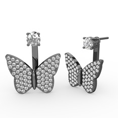 Mesa Kelebek Küpe - Pırlanta ve swarovski 925 ayar siyah rodyum kaplama gümüş küpe (0.48 karat) #mq8hfh