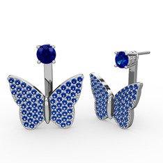 Lab safir 925 ayar gümüş küpe