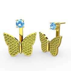 Mesa Kelebek Küpe - Akuamarin ve peridot 18 ayar altın küpe #rk4zov