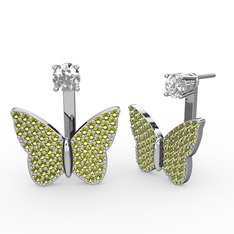 Mesa Kelebek Küpe - Swarovski ve peridot 8 ayar beyaz altın küpe #sdryi2