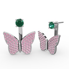 Yeşil kuvars ve pembe kuvars 925 ayar gümüş küpe