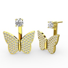 Swarovski ve beyaz zirkon 925 ayar altın kaplama gümüş küpe