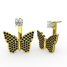 Swarovski ve siyah zirkon 8 ayar altın küpe