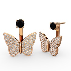 Siyah zirkon ve swarovski 14 ayar rose altın küpe