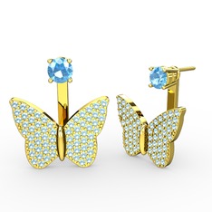 Mesa Kelebek Küpe - Akuamarin 8 ayar altın küpe #y6hfaf