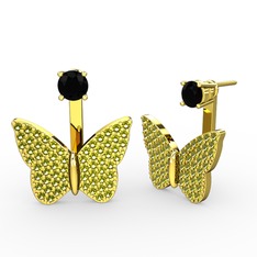 Mesa Kelebek Küpe - Siyah zirkon ve peridot 8 ayar altın küpe #zhgq40