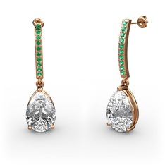 Swarovski ve yeşil kuvars 8 ayar rose altın küpe