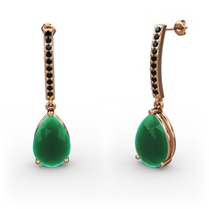 Merinda Damla Küpe - Kök zümrüt ve siyah zirkon 18 ayar rose altın küpe #108ha4y