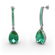 Merinda Damla Küpe - Yeşil kuvars 14 ayar beyaz altın küpe #133hjgf