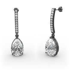 Merinda Damla Küpe - Beyaz zirkon 925 ayar siyah rodyum kaplama gümüş küpe #13ggkjc