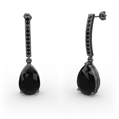 Merinda Damla Küpe - Siyah zirkon 925 ayar siyah rodyum kaplama gümüş küpe #16wx108