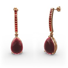 Kök yakut ve garnet 8 ayar rose altın küpe