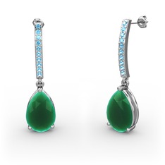 Merinda Damla Küpe - Kök zümrüt ve akuamarin 925 ayar gümüş küpe #17t7emc