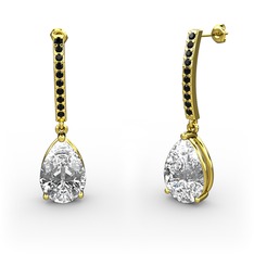 Merinda Damla Küpe - Swarovski ve siyah zirkon 14 ayar altın küpe #198e1rx