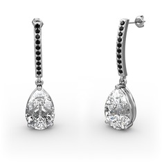 Merinda Damla Küpe - Swarovski ve siyah zirkon 18 ayar beyaz altın küpe #19m7mn8