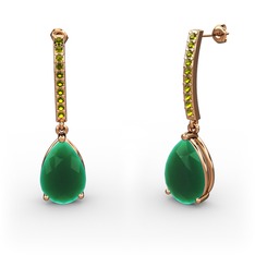 Merinda Damla Küpe - Kök zümrüt ve peridot 925 ayar rose altın kaplama gümüş küpe #1aq8n6g