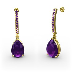 Merinda Damla Küpe - Ametist 18 ayar altın küpe #1dgsbcy