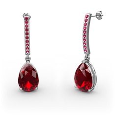 Merinda Damla Küpe - Garnet ve rodolit garnet 18 ayar beyaz altın küpe #1f2jhph