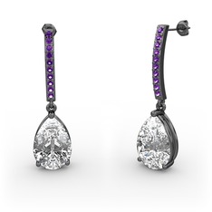 Merinda Damla Küpe - Swarovski ve ametist 925 ayar siyah rodyum kaplama gümüş küpe #1g5etji