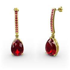 Garnet ve rodolit garnet 14 ayar altın küpe