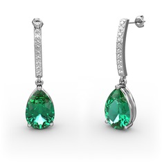 Merinda Damla Küpe - Yeşil kuvars ve swarovski 925 ayar gümüş küpe #1h8134m