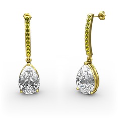 Merinda Damla Küpe - Swarovski ve peridot 14 ayar altın küpe #1jhduh4