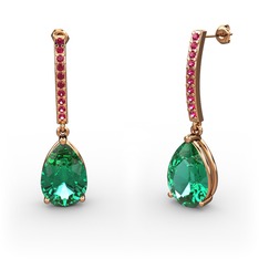 Merinda Damla Küpe - Yeşil kuvars ve rodolit garnet 8 ayar rose altın küpe #1jzvnjr