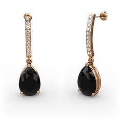 Merinda Damla Küpe - Siyah zirkon ve swarovski 14 ayar rose altın küpe #1lyxsz1