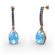 Merinda Damla Küpe - Akuamarin ve lab safir 18 ayar rose altın küpe #1m86n2c