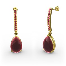 Merinda Damla Küpe - Kök yakut ve rodolit garnet 14 ayar altın küpe #1m8xjjx