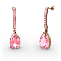 Merinda Damla Küpe - Pembe kuvars 925 ayar rose altın kaplama gümüş küpe #1oh29k4