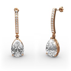 Merinda Damla Küpe - Swarovski ve pırlanta 18 ayar rose altın küpe (0.22 karat) #1p6u10y