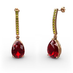 Merinda Damla Küpe - Garnet ve peridot 8 ayar rose altın küpe #1q3ajwi