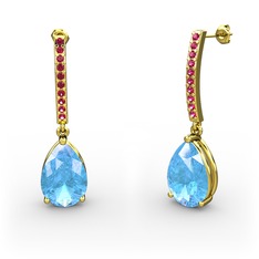 Merinda Damla Küpe - Akuamarin ve rodolit garnet 925 ayar altın kaplama gümüş küpe #1qem9xk