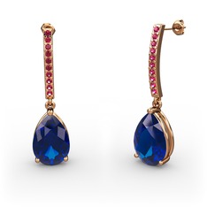 Merinda Damla Küpe - Lab safir ve rodolit garnet 18 ayar rose altın küpe #1xh56k2