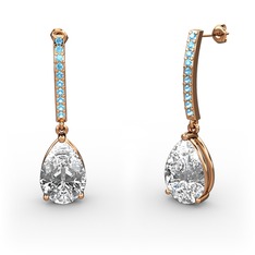 Merinda Damla Küpe - Swarovski ve akuamarin 14 ayar rose altın küpe #1y3i8me