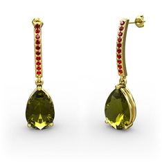 Peridot ve garnet 18 ayar altın küpe