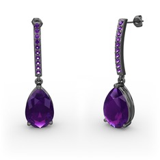 Merinda Damla Küpe - Ametist 925 ayar siyah rodyum kaplama gümüş küpe #2q8p1s