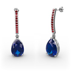 Merinda Damla Küpe - Lab safir ve garnet 925 ayar gümüş küpe #38g183