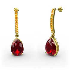 Garnet ve sitrin 925 ayar altın kaplama gümüş küpe