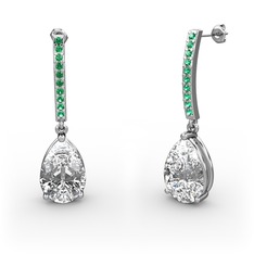 Merinda Damla Küpe - Beyaz zirkon ve yeşil kuvars 14 ayar beyaz altın küpe #4hu39i