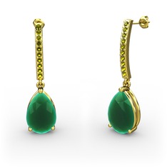 Merinda Damla Küpe - Kök zümrüt ve peridot 14 ayar altın küpe #5pn7kj