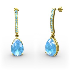 Akuamarin 925 ayar altın kaplama gümüş küpe