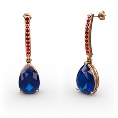 Merinda Damla Küpe - Lab safir ve garnet 8 ayar rose altın küpe #b2n5k9