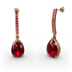 Garnet ve rodolit garnet 18 ayar rose altın küpe