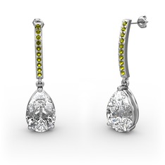 Swarovski ve peridot 8 ayar beyaz altın küpe