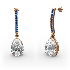 Swarovski ve lab safir 8 ayar rose altın küpe