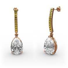 Swarovski ve peridot 14 ayar rose altın küpe